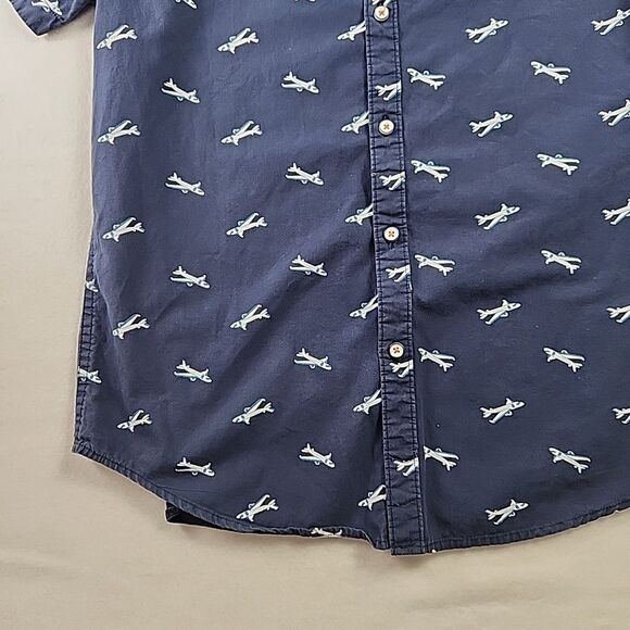 DENIM & FLOWER Ricky Singh Small Blue Casual Button up Collared Shirt Airplane - Picture 5 of 7